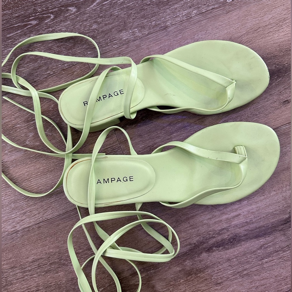 Rampage Green Strappy Sandals with Ankle Wrap